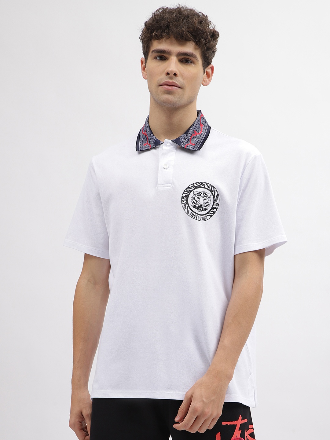 

Just Cavalli Men Printed V-Neck Pockets T-shirt, White