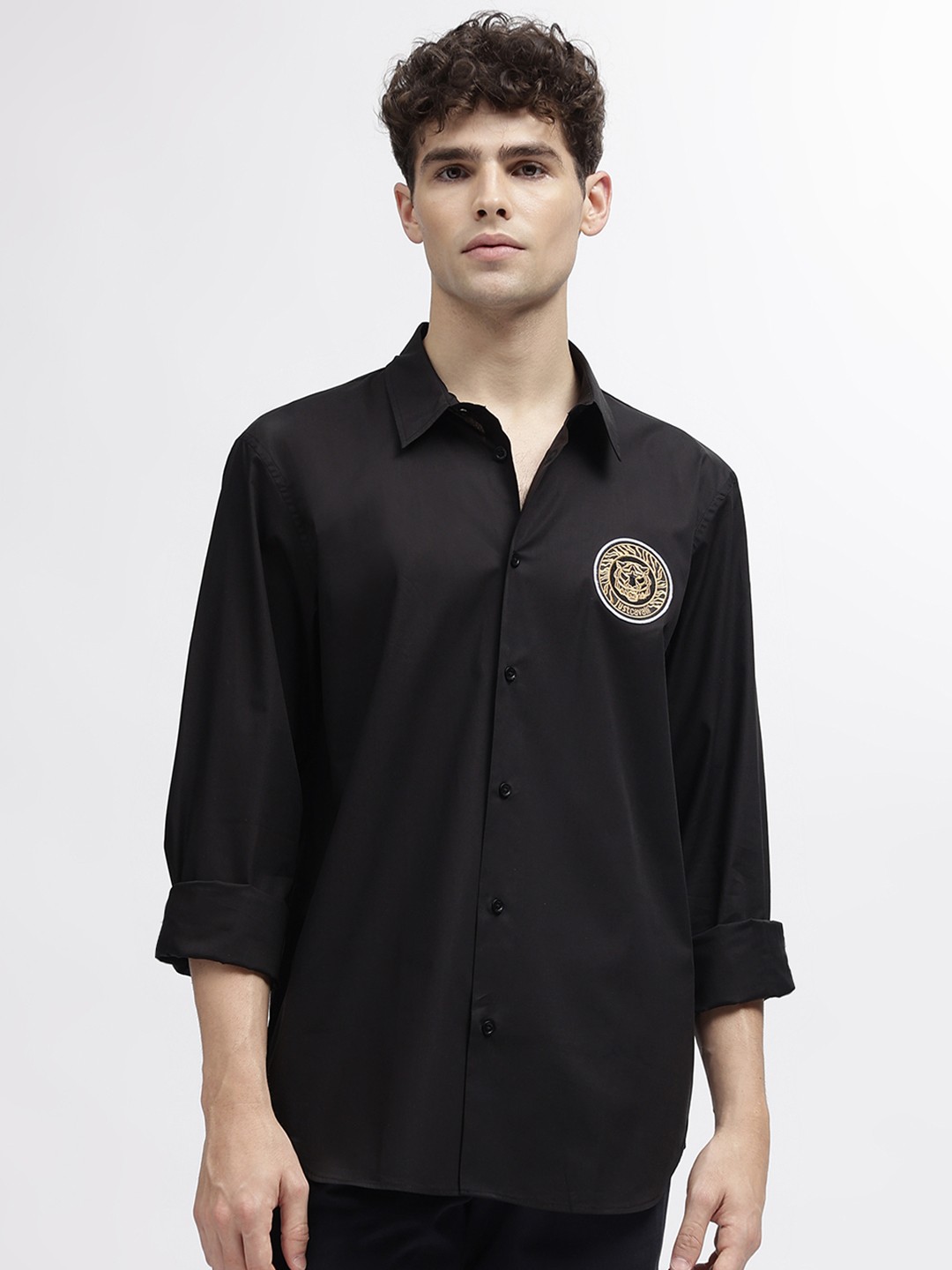 

Just Cavalli Men Opaque Casual Shirt, Black