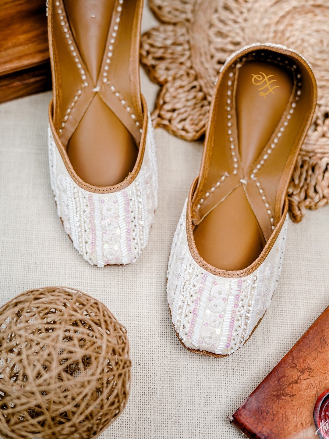 

House of Pataudi Embroidered Majoris, White