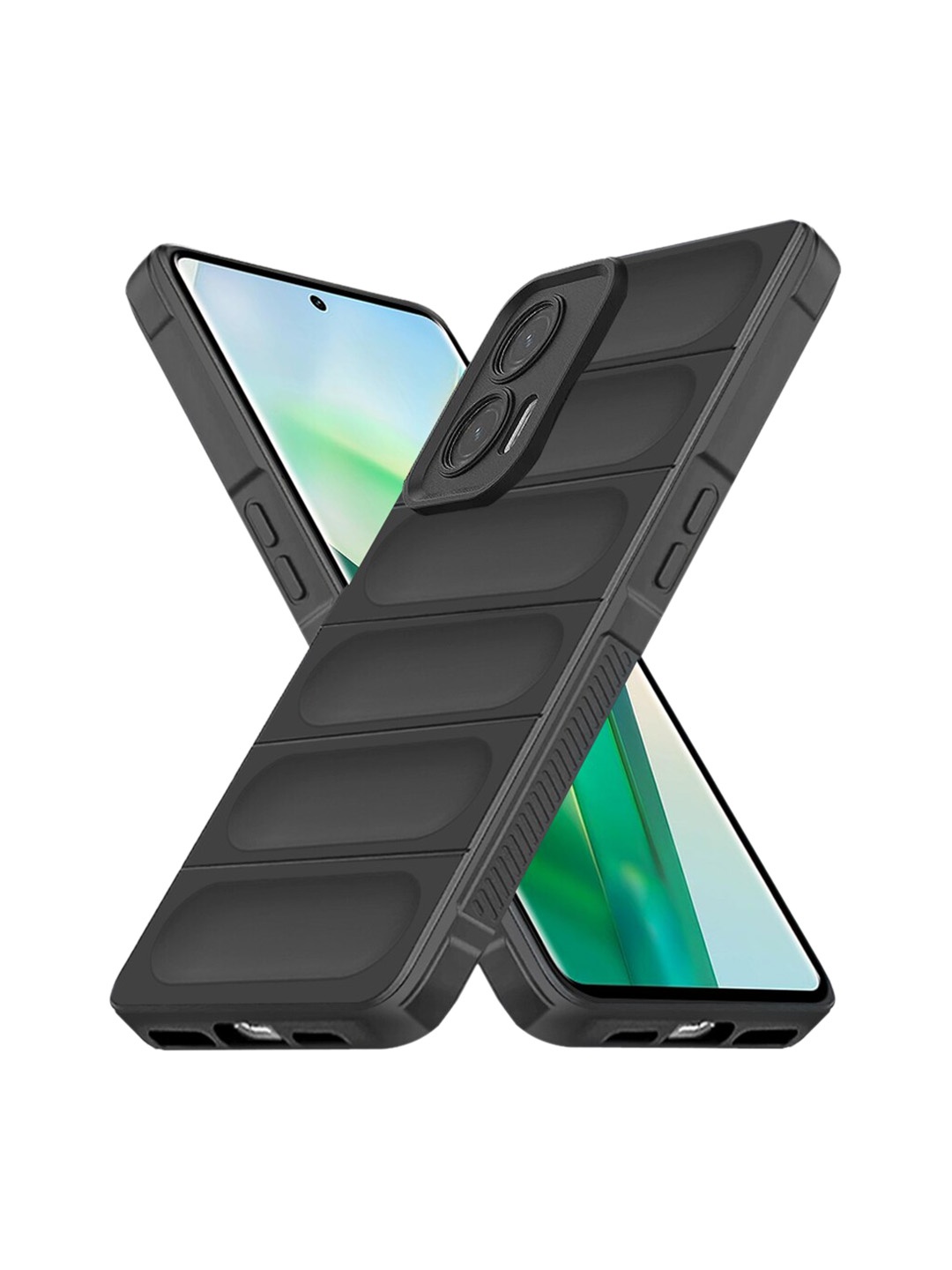 

Karwan Moto G73 Hybrid Puffer Back Case, Black