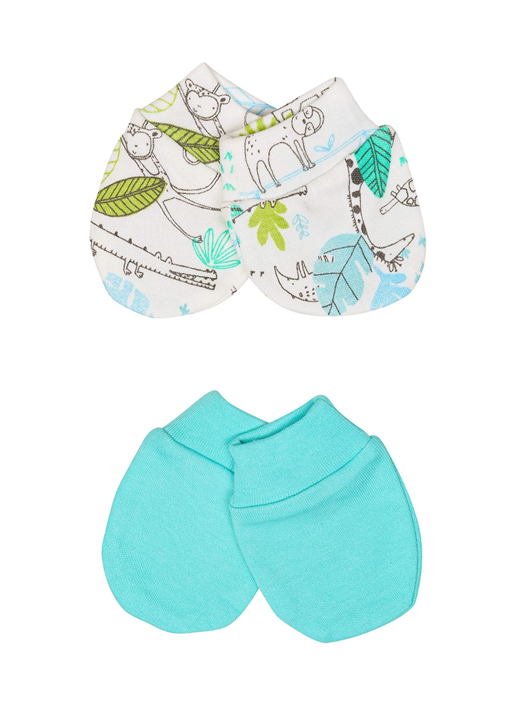 

H By Hamleys Infants Pack Of 2 Printed Pure Cotton Mittens, White