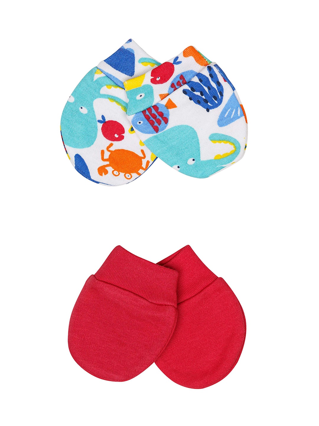 H By Hamleys Infants Pack Of 2 Printed Pure Cotton Mittens, White
