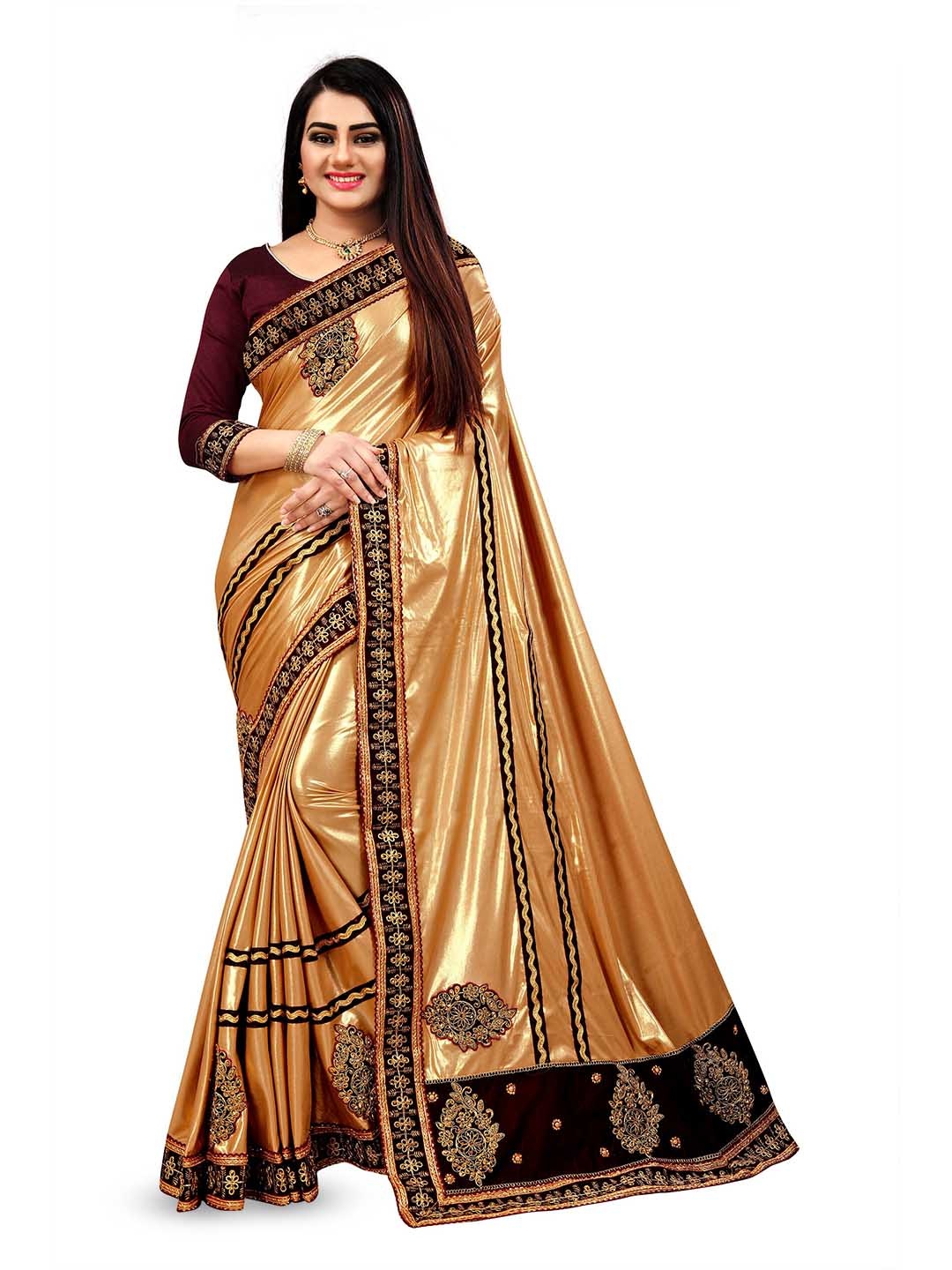 

VM TEJANI Embellished Embroidered Saree, Gold