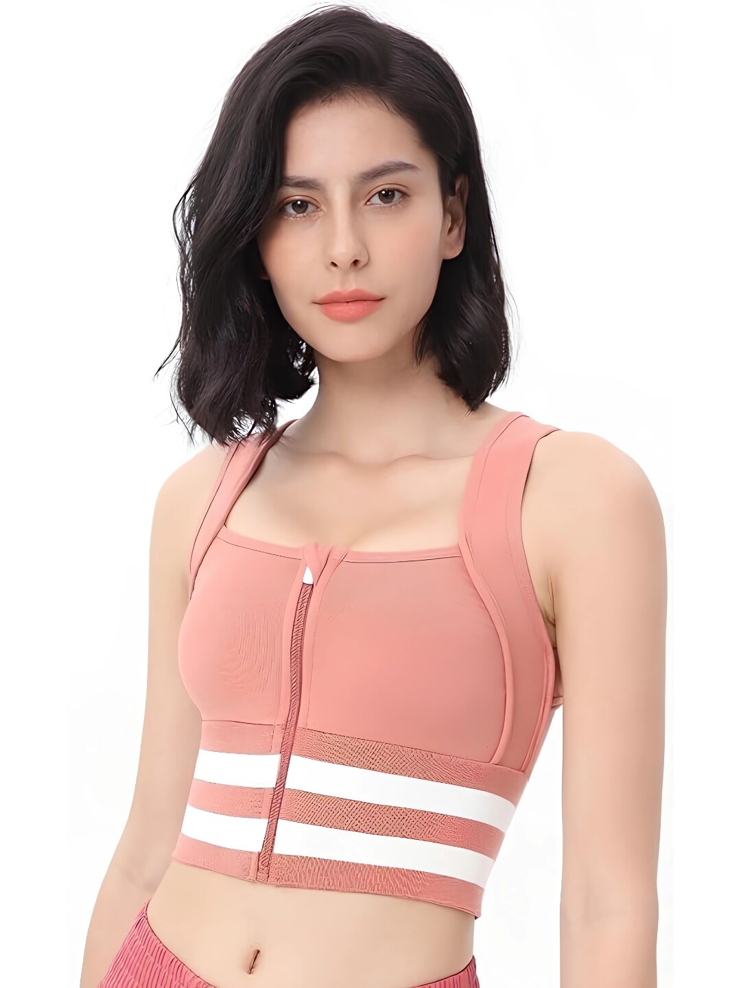 

FABLUK Full Coverage Lightly Padded Super Support Dry Fit Workout Bra With Side Shaper, Pink