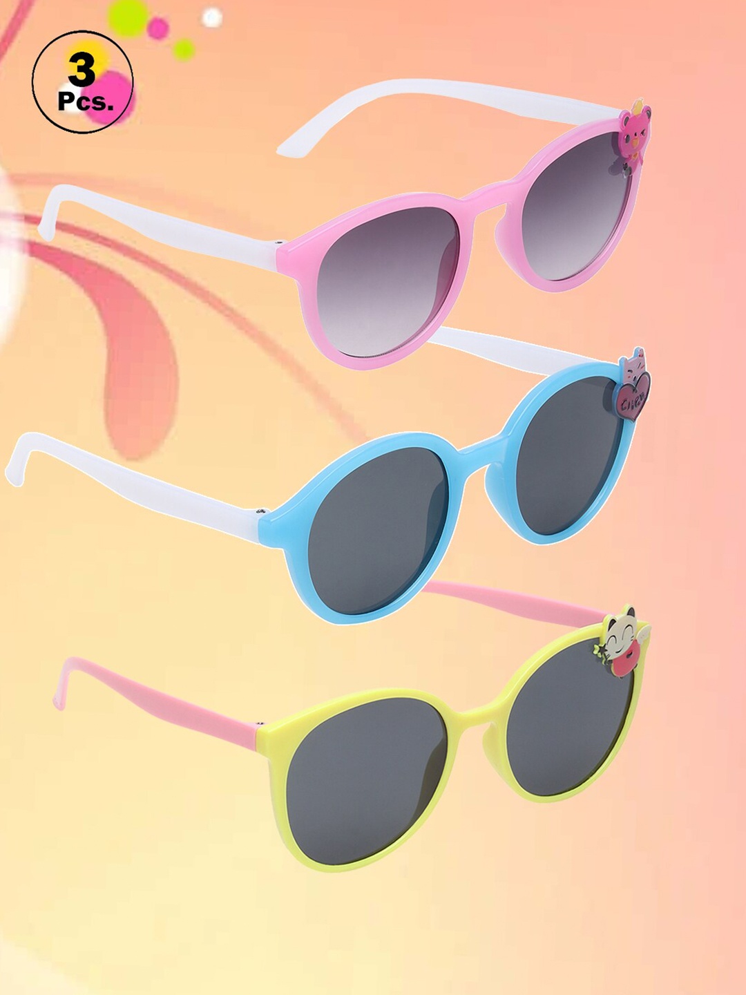 

FROGGY Kids Set Of 3 Round Sunglasses with UV Protected Lens, Blue