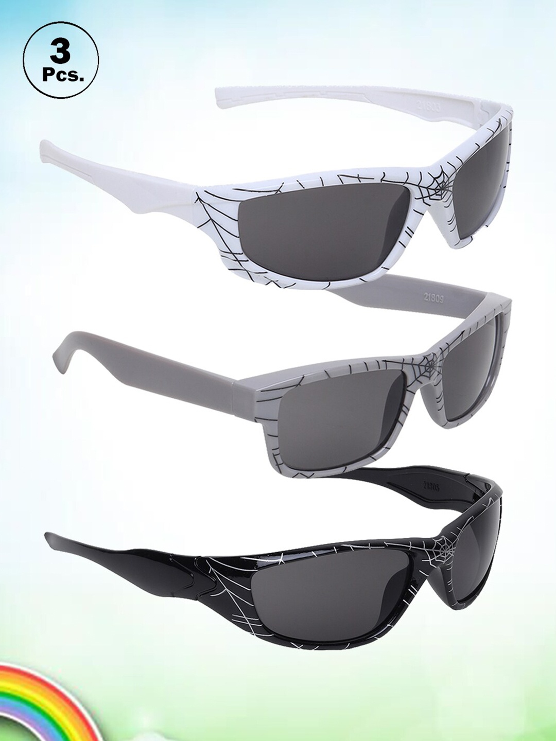 

FROGGY Kids Set Of 3 Square Sunglasses with UV Protected Lens, Black