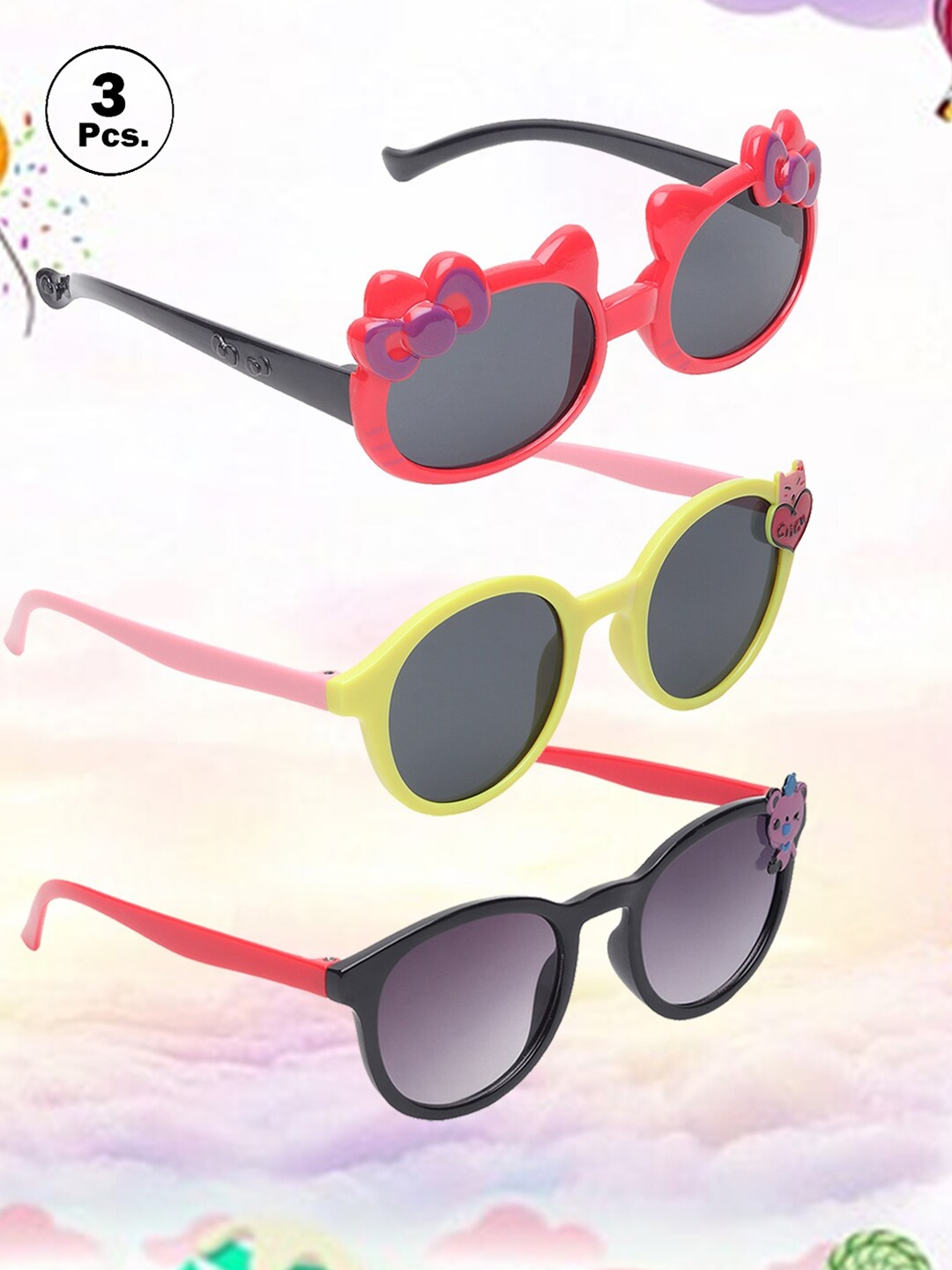

FROGGY Set Of 3 Kids Sunglasses With UV Protected Lens FG-3Kids-SN-1, Black