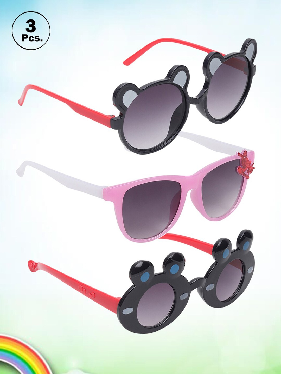 

FROGGY Kids Set of 3 Sunglasses with UV Protected Lens - FG-3Kids-SN-17-Multicolor, Grey