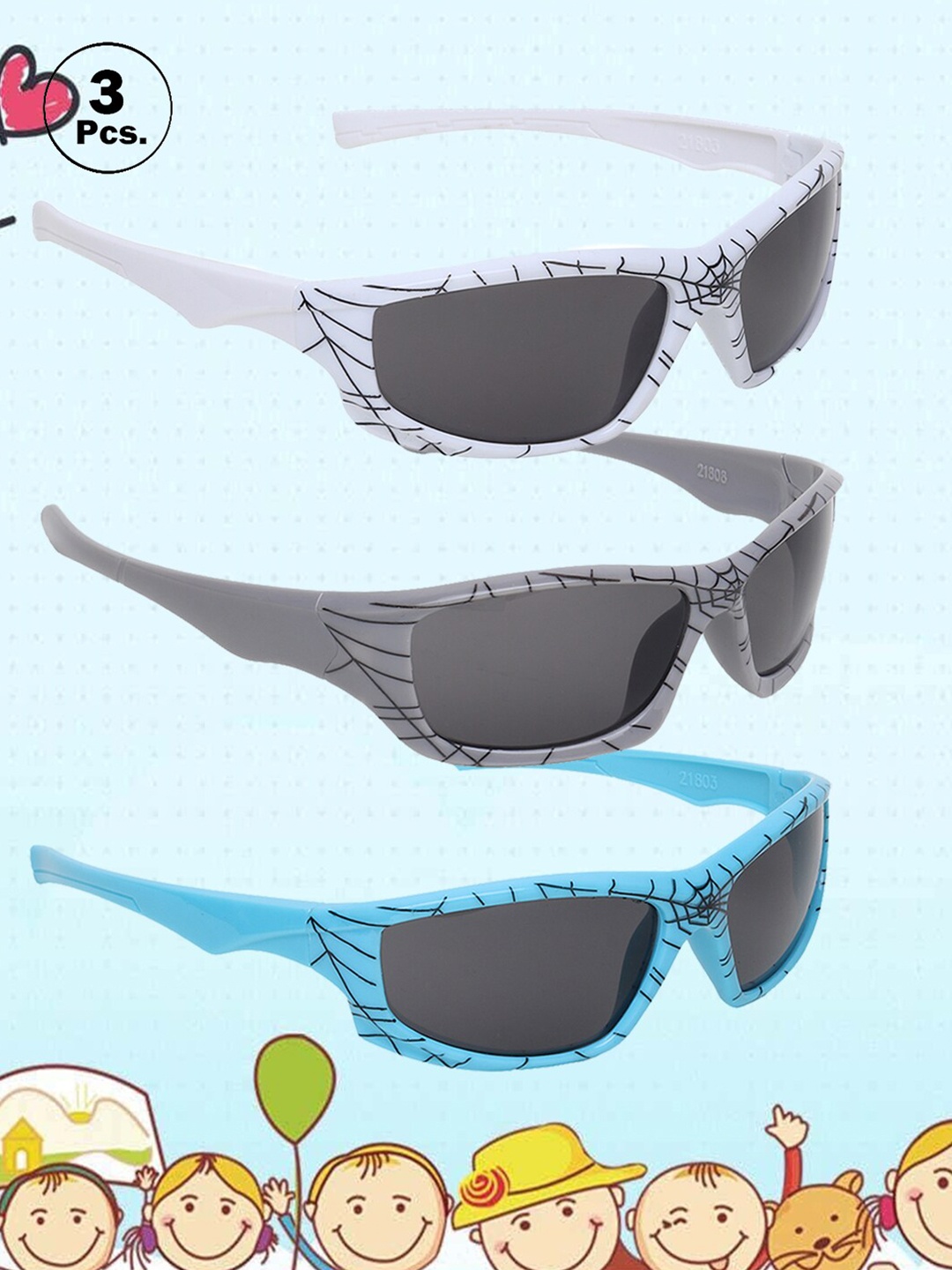 

FROGGY Kids Set of 3 Sunglasses with UV Protected Lens - FG-3Kids-SN-35-Multicolor, Black