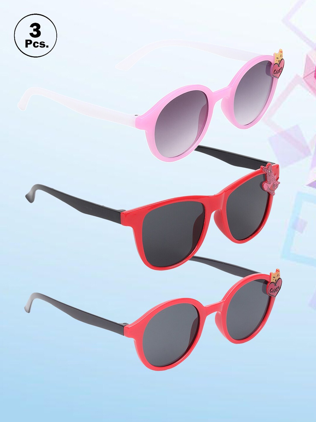 

FROGGY Set Of 3 Kids Sunglasses With UV Protected Lens FG-3Kids-SN-8, Black