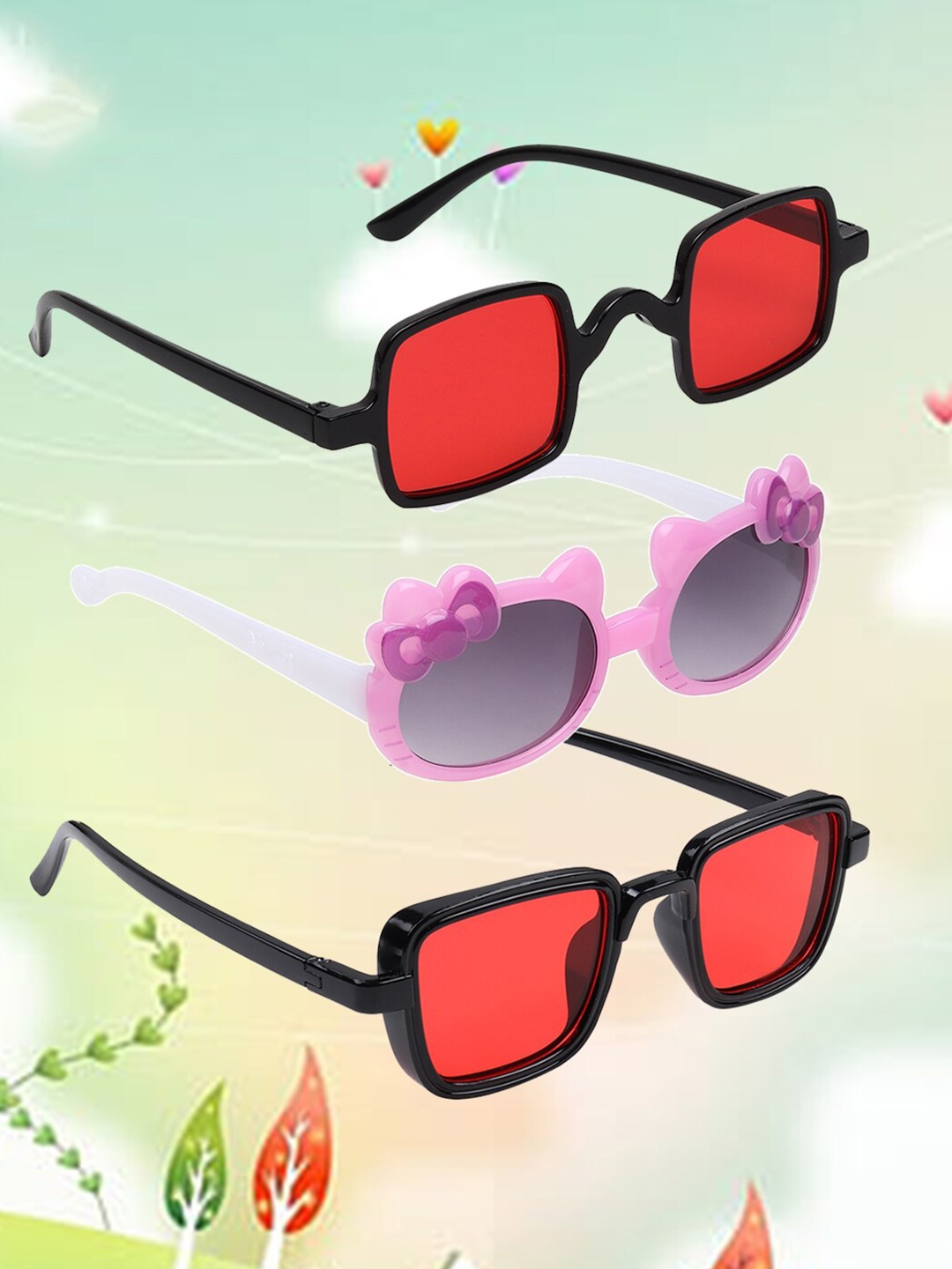 

FROGGY Set Of 3 Kids Sunglasses With UV Protected Lens FG-3Kids-SN-16, Red