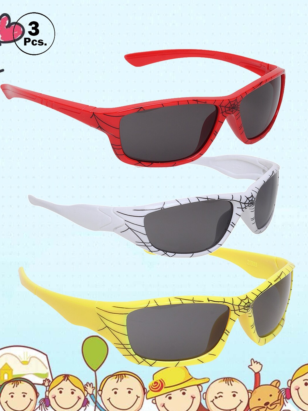 

FROGGY Set Of 3 Kids Sunglasses With UV Protected Lens FG-3Kids-SN-34, Black