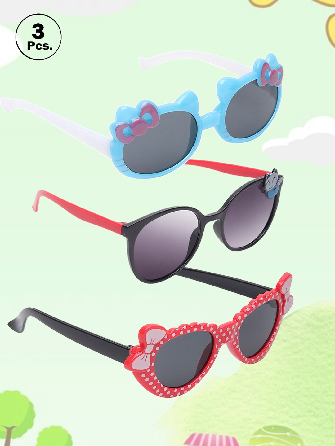 

FROGGY Kids Set of 3 Sunglasses with UV Protected Lens FG-3Kids-SN-6, Black