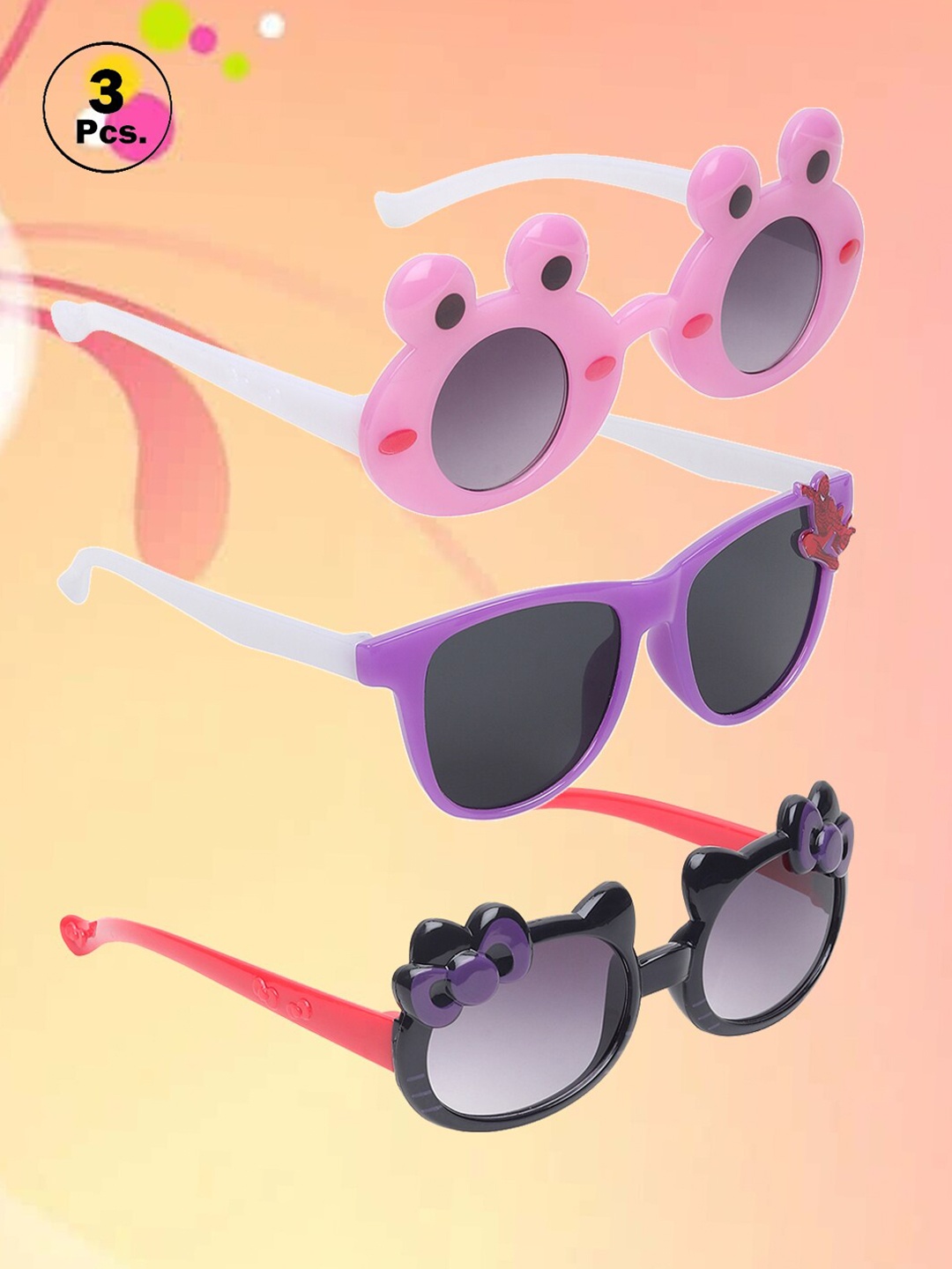 

FROGGY Kids Set of 3 Sunglasses with UV Protected Lens FG-3Kids-SN-19, Black