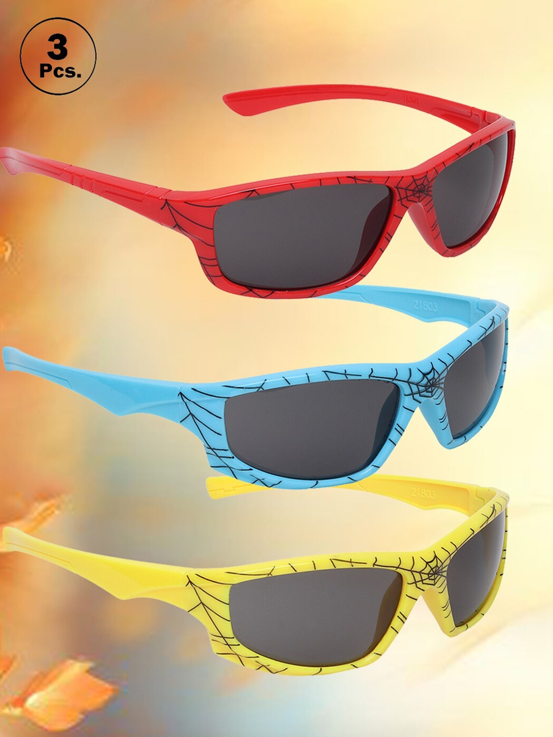

FROGGY Kids Set of 3 Square Sunglasses with UV Protected Lens FG-3Kids-SN-29, Black