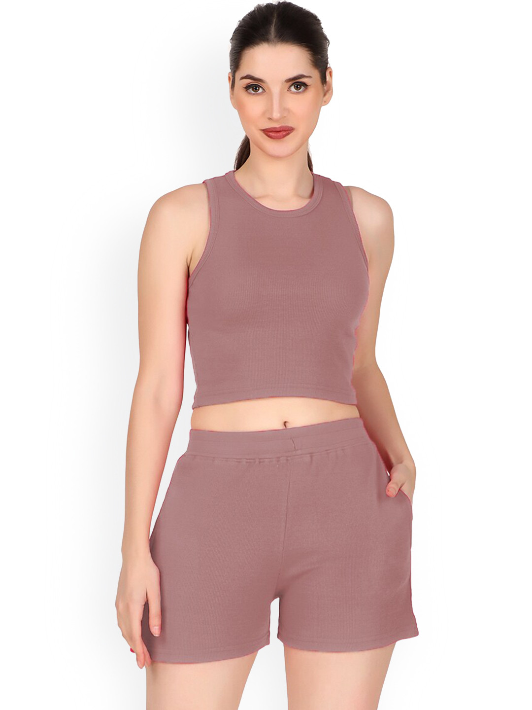 

BAESD Sleeveless Crop Top And Shorts, Pink