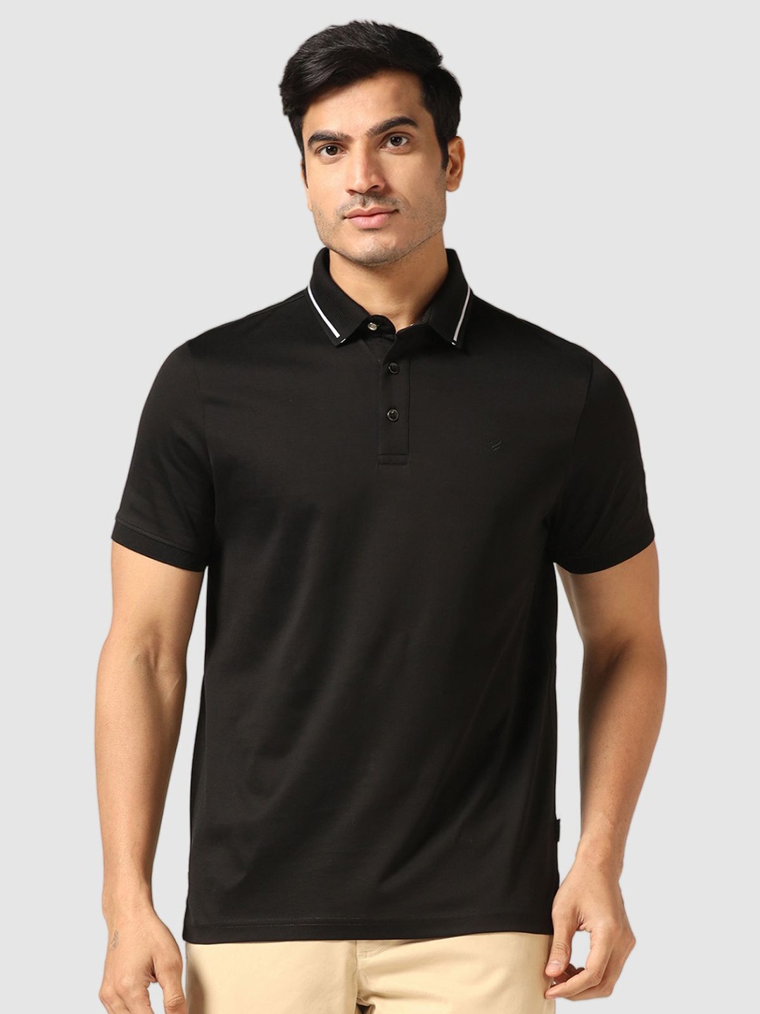 

Blackberrys Polo Collar Short Sleeves Slim Fit Cotton T-shirt, Black