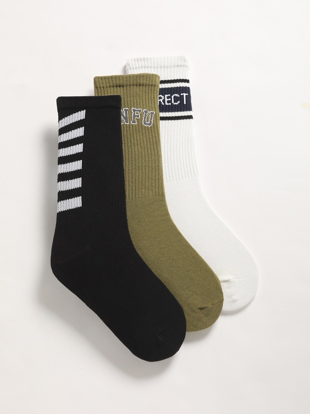 

THE BEAR HOUSE Men Pack Of 3 Striped Above Ankle-Length Cotton Socks, Black