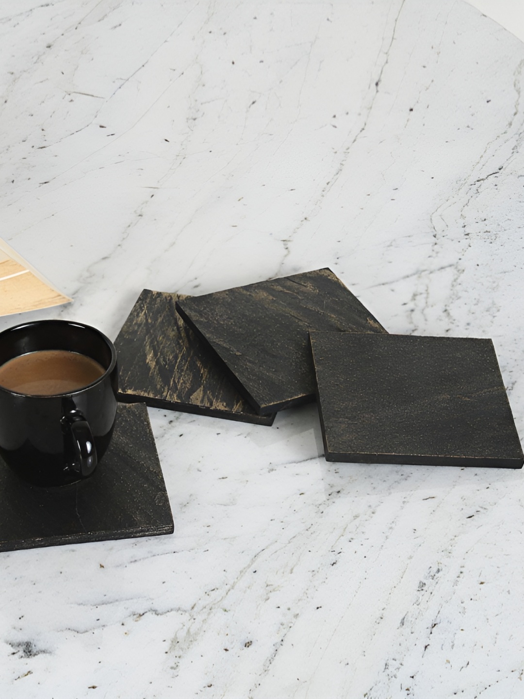 

Claymint Black 4 Pieces Veneer Coasters