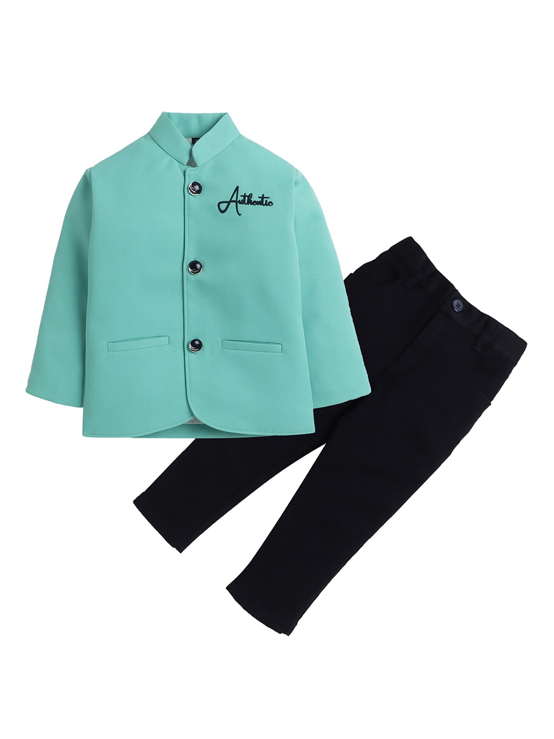 

Lil homies Boys Authentic Jodhpuri Bandhgala Formal Two Piece Suits, Turquoise blue