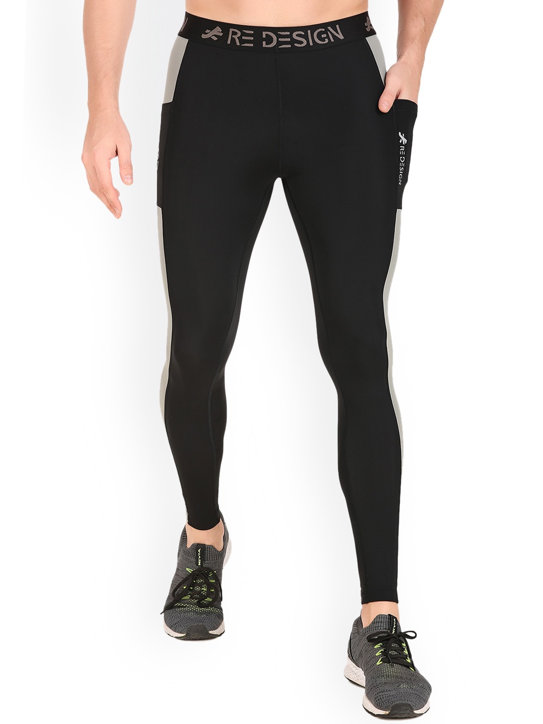 

REDESIGN Men Rapid-Dry Technology Sports Tights, Black