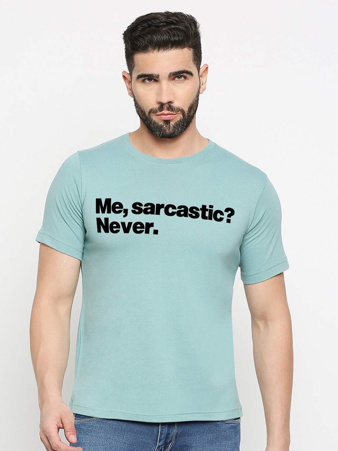 

MOD ECRU Round Neck Short Sleeves Cotton T-shirt, Green