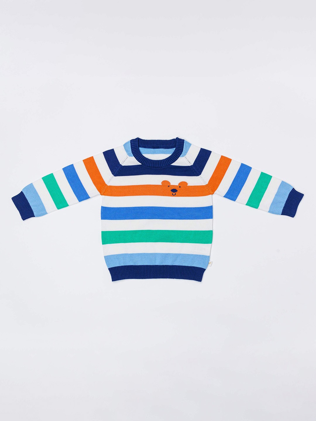 

H By Hamleys Boys Striped Cotton Pullover Sweater, White