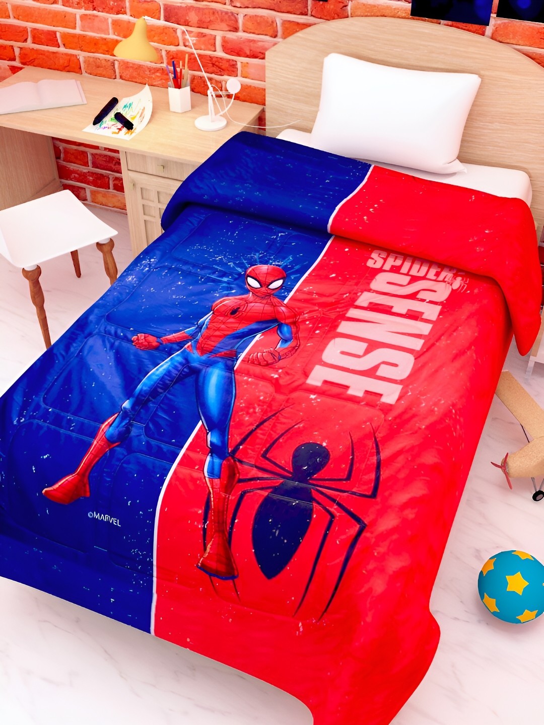 

Athom Living Kids Red & Blue Cartoon Characters AC Room 210 GSM Single Bed Comforter
