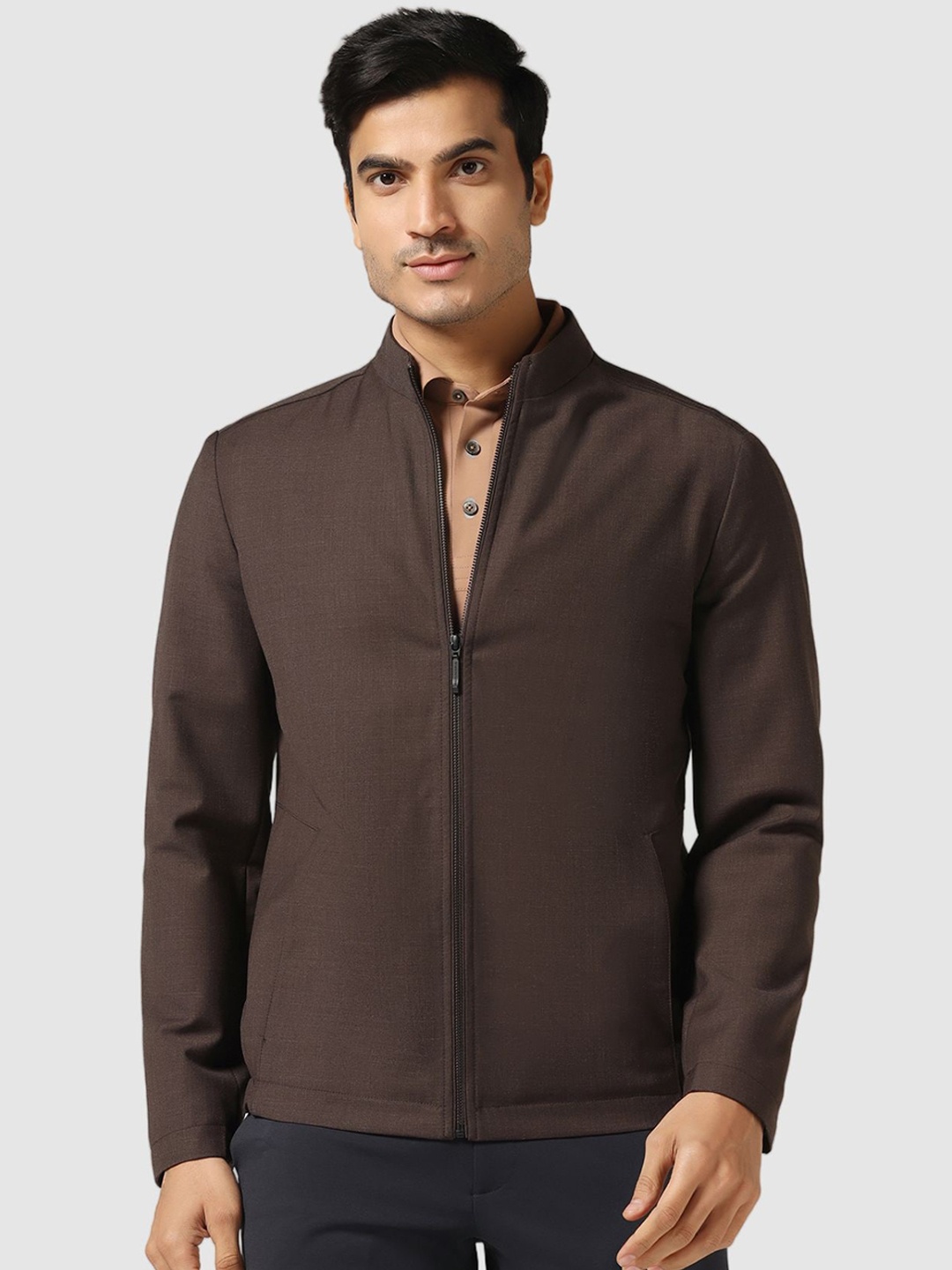 

Blackberrys TechPro Stand Collar Woollen Bomber Jacket, Brown