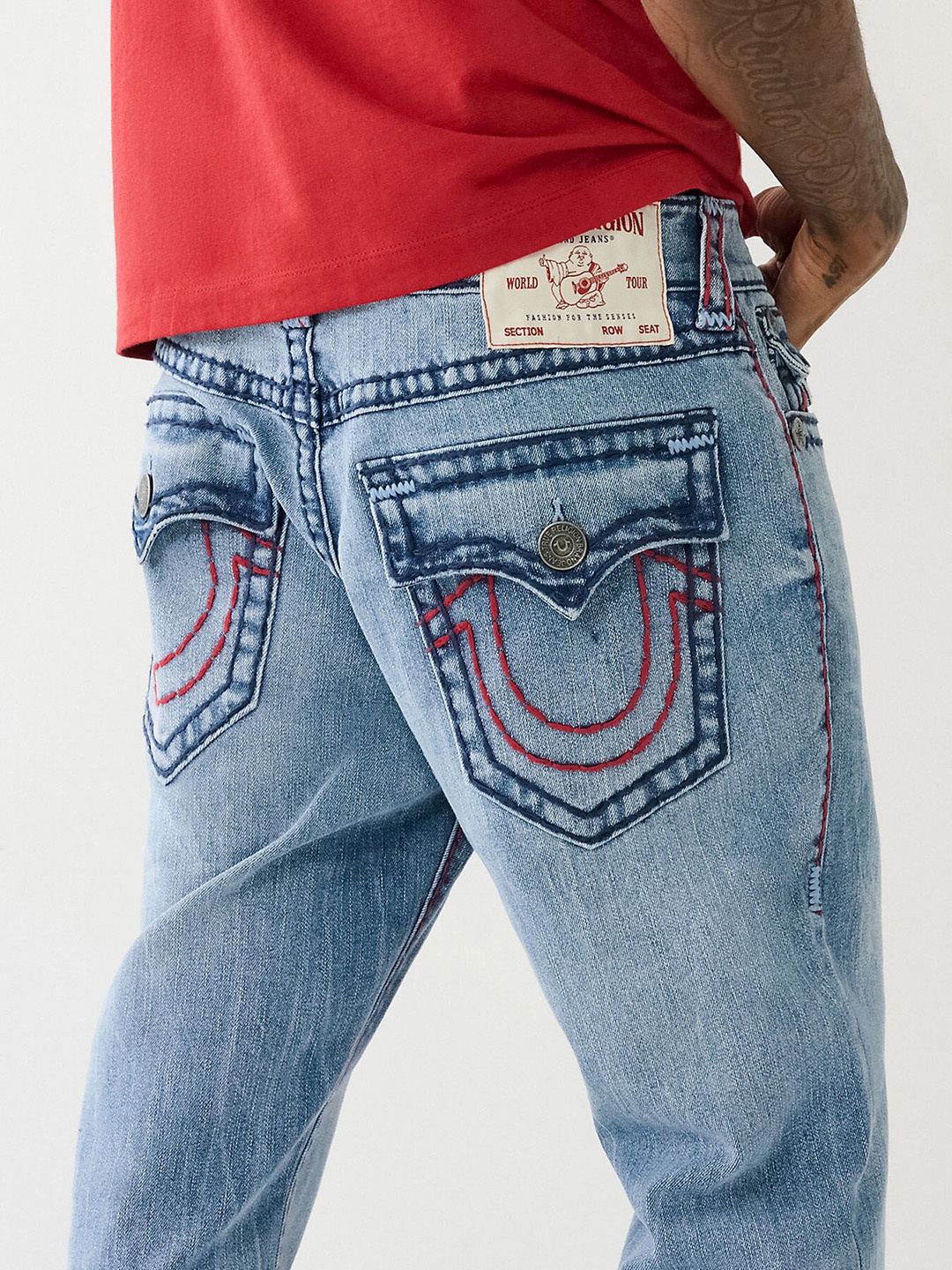 

True Religion Men Super T Ricky Straight Fit Light Fade Stretchable Jeans, Blue