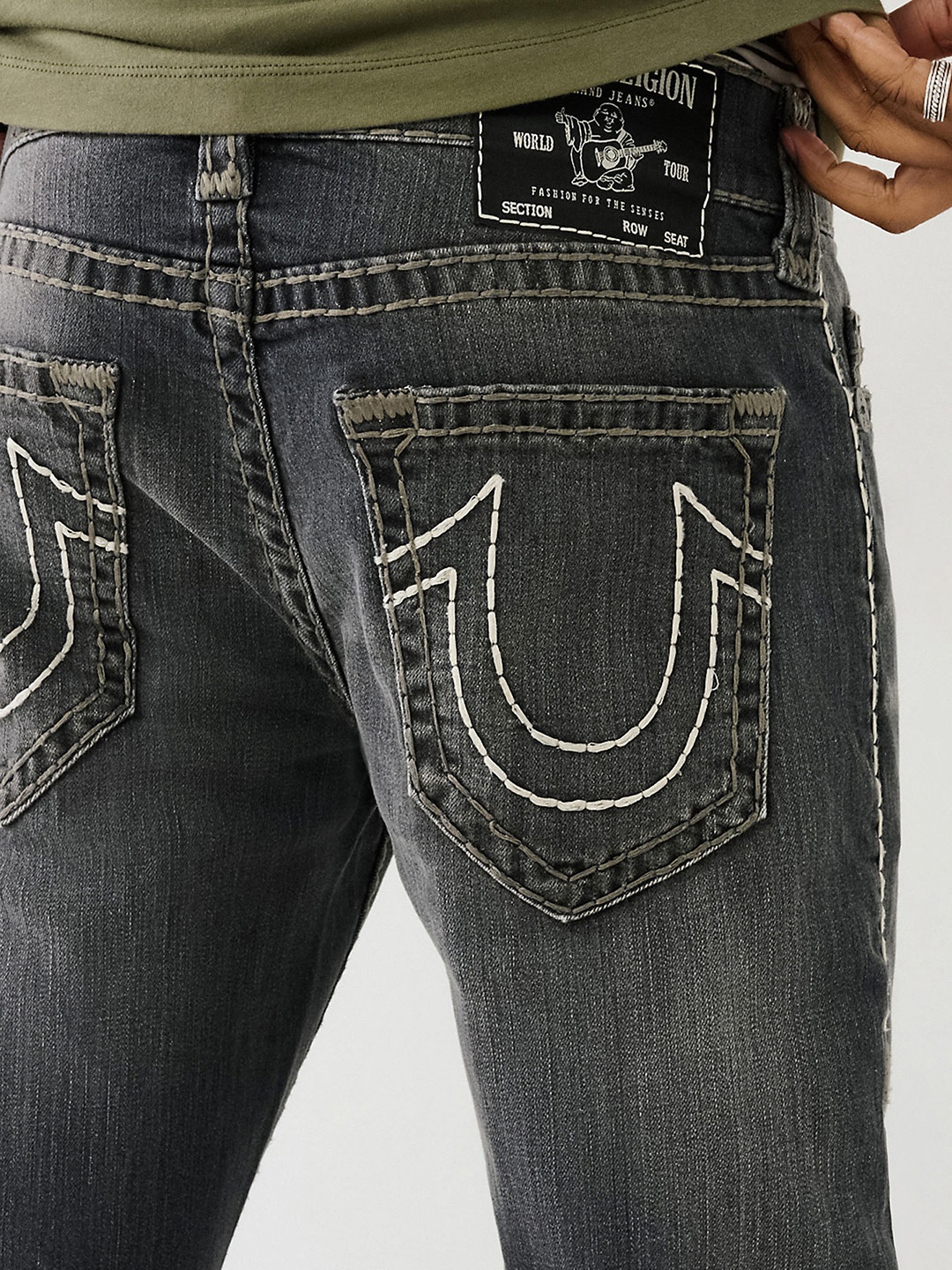 

True Religion Men Super T Ricky Straight Fit Light Fade Jeans, Grey