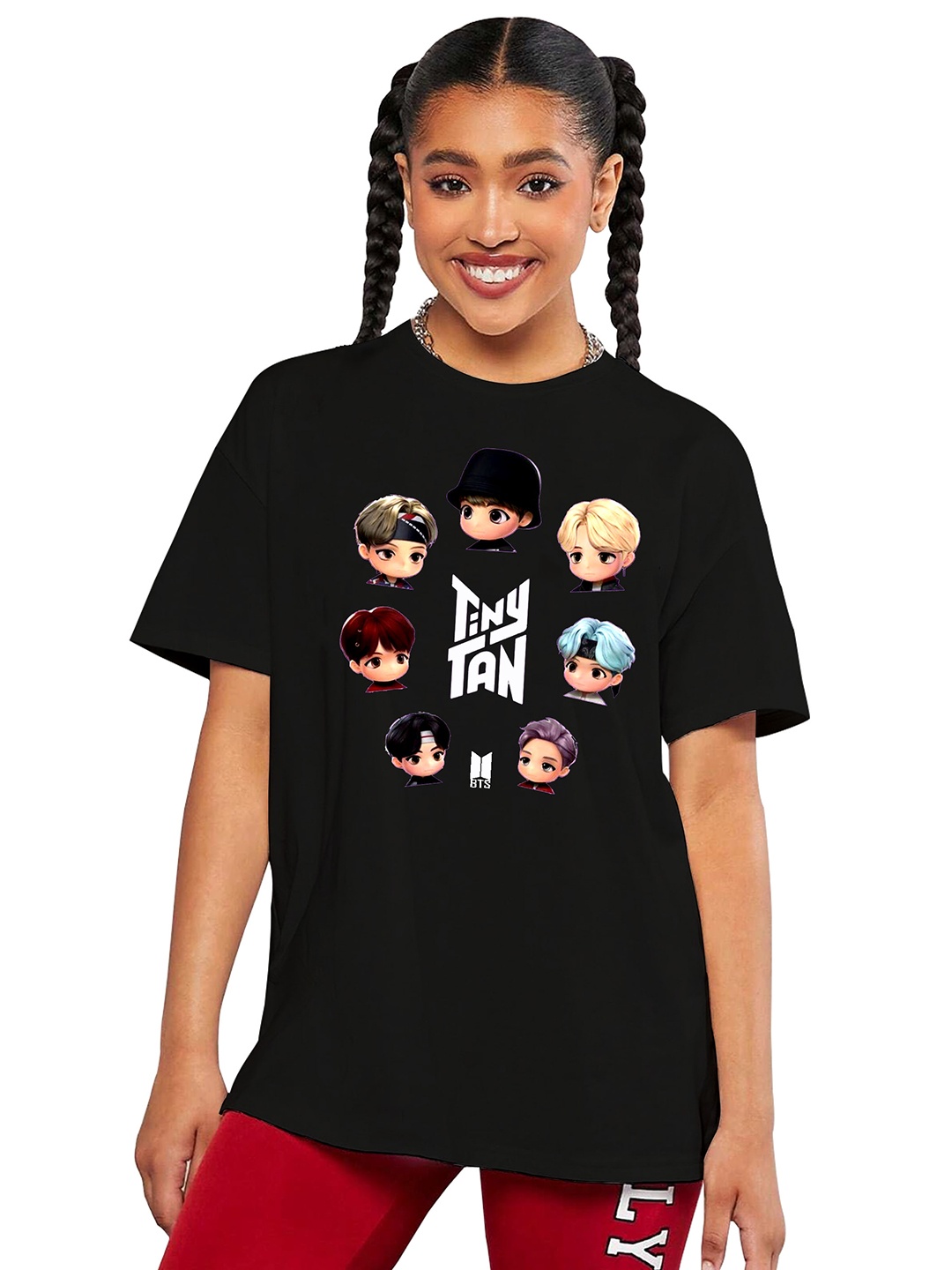 

BAESD Girls Typography Printed Round Neck T-shirt, Black