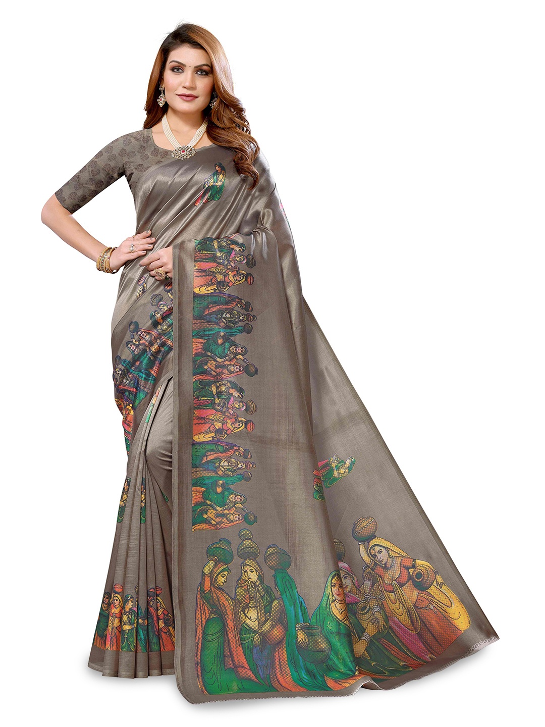 

KALINI Floral Printed Saree, Grey