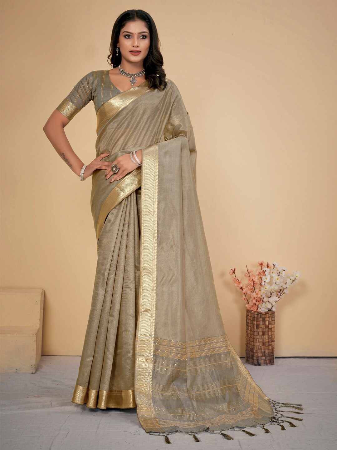 

Saree mall Ethnic Embellished Sarees, Grey