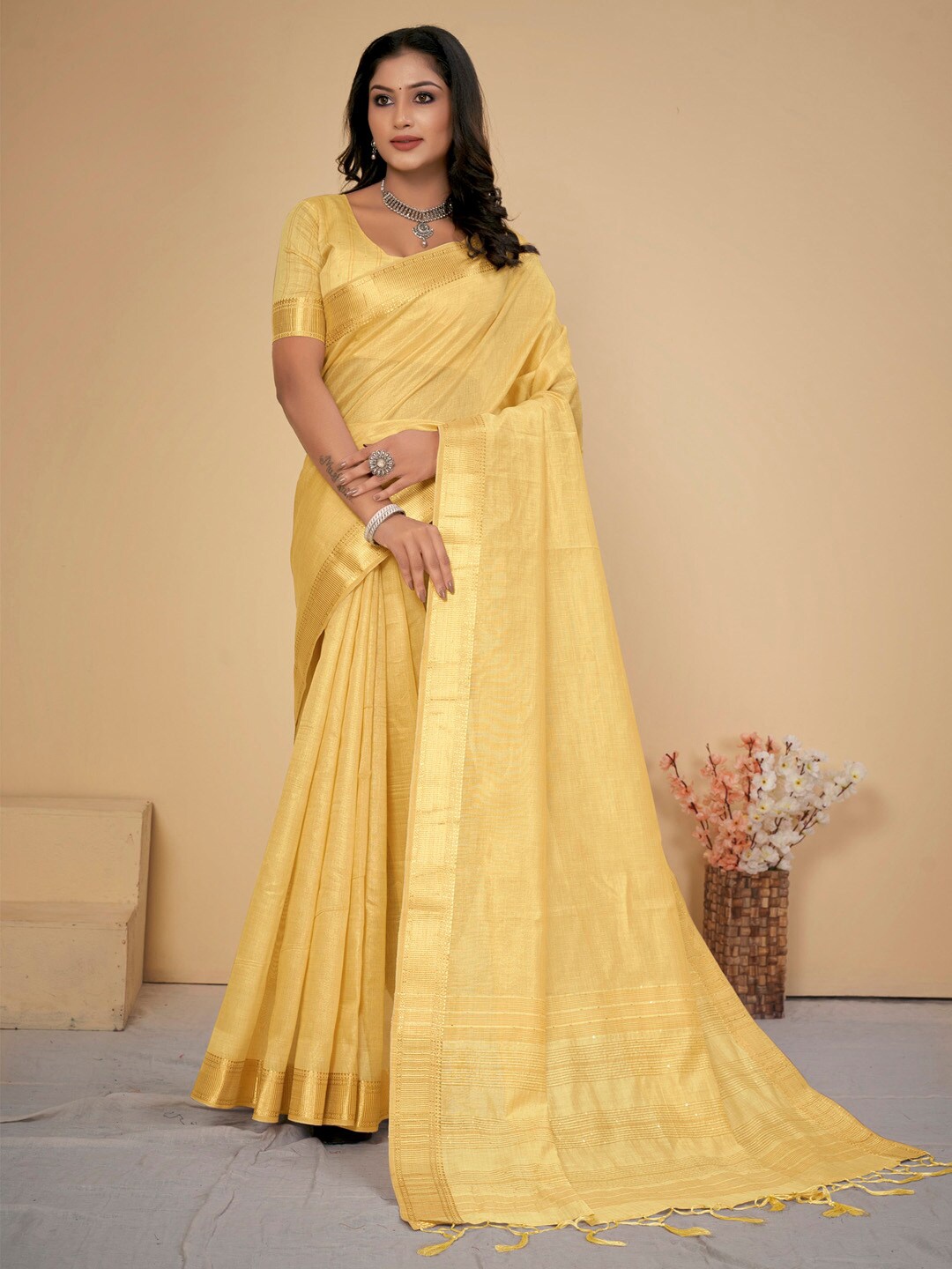 

Saree mall Embellished Sarees, Yellow