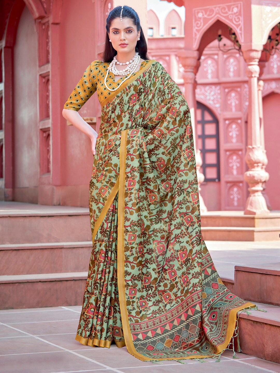 

Saree mall Ethnic Motifs Bagh Sarees, Sea green