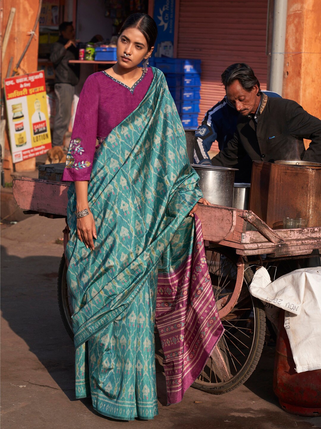 

Saree mall Ethnic Motifs Printed Sarees, Blue