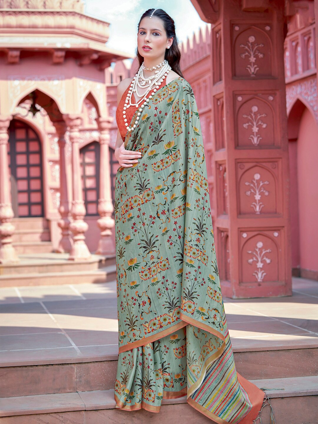 

Saree mall Ethnic Motifs Bagh Sarees, Sea green