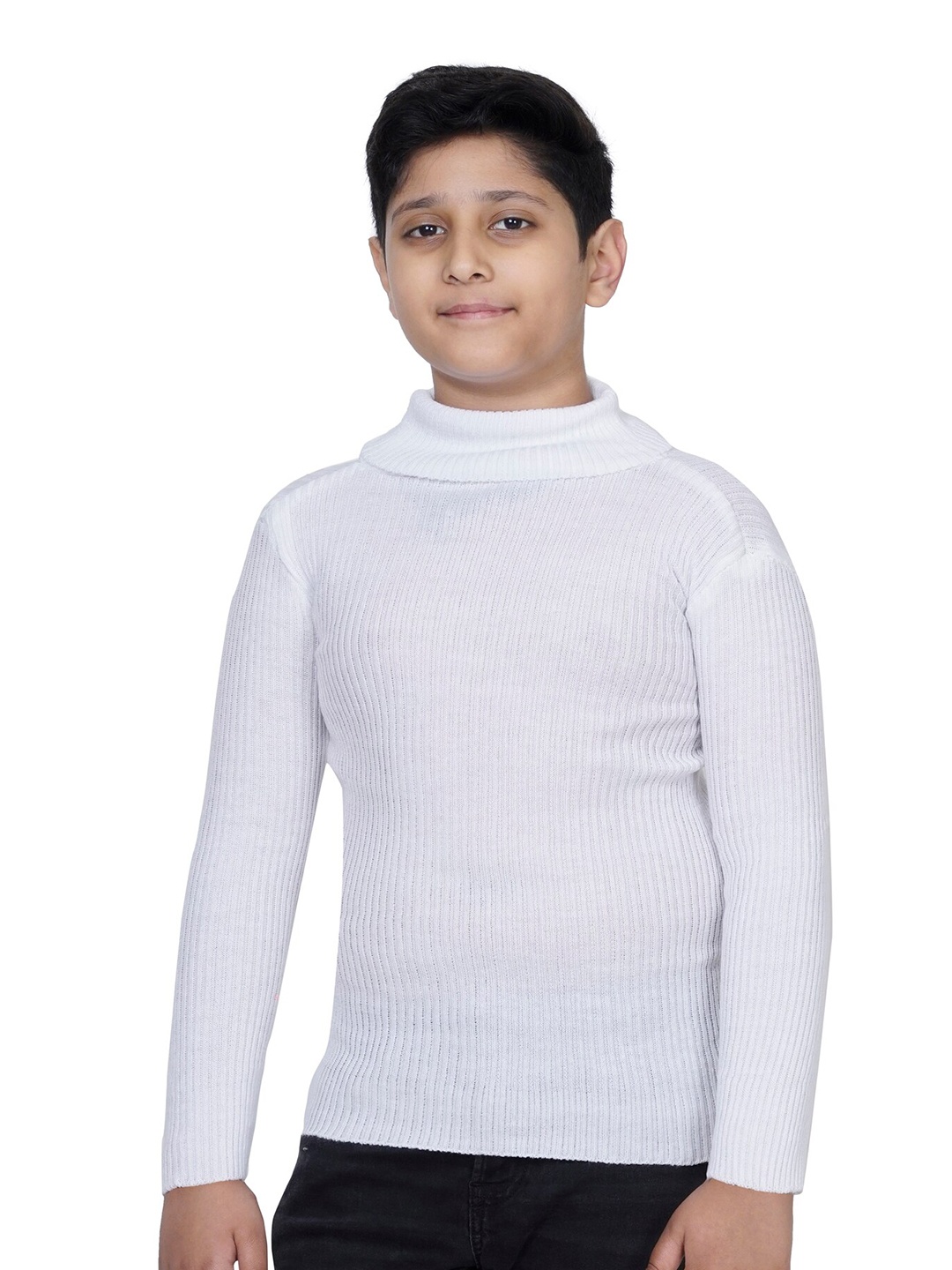 

BAESD Boys High Neck Woollen Pullover Sweater, White