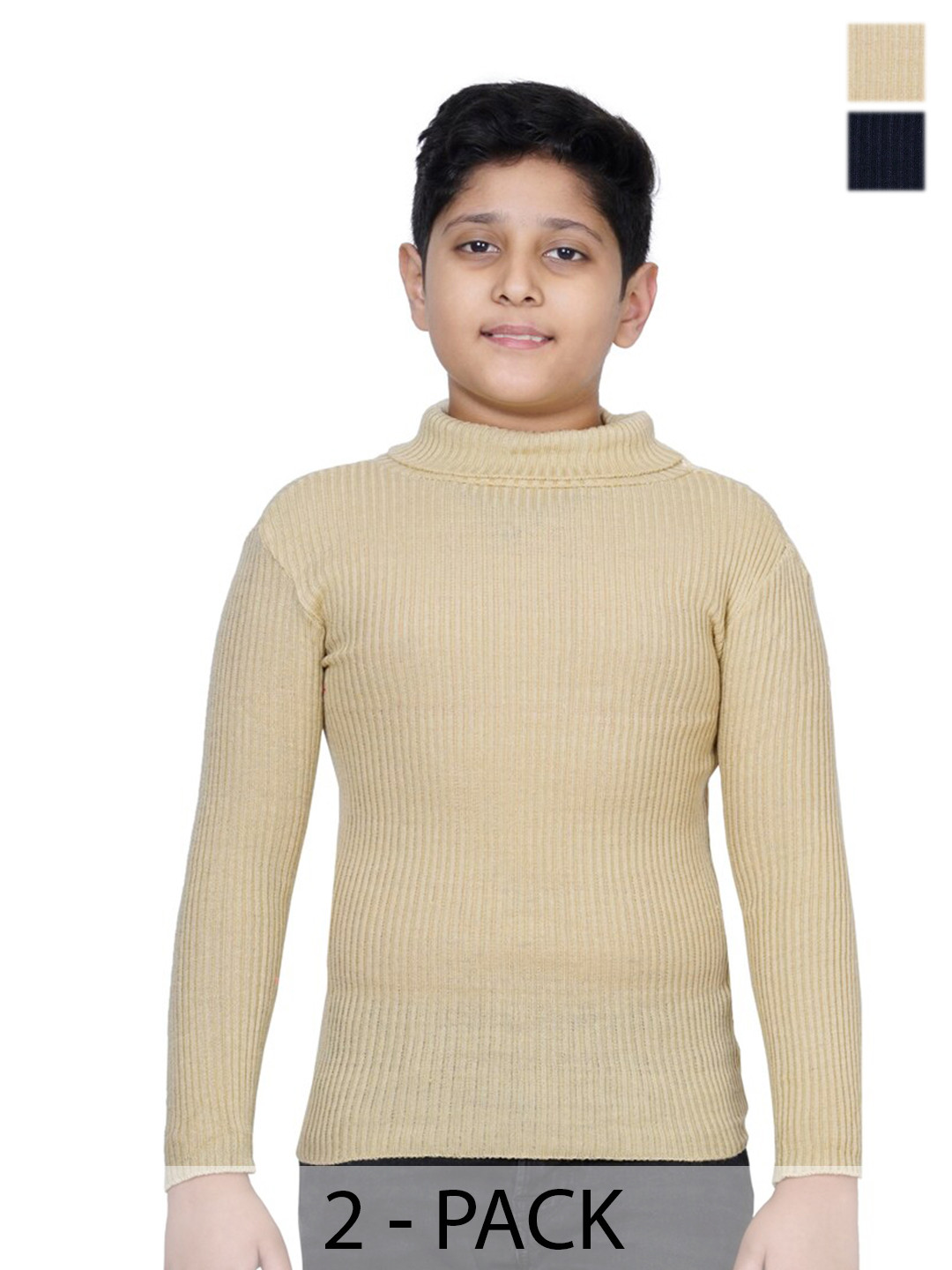 

BAESD Boys Pack of 2 Ribbed Turtle Neck Woollen Pullover Sweaters, Black