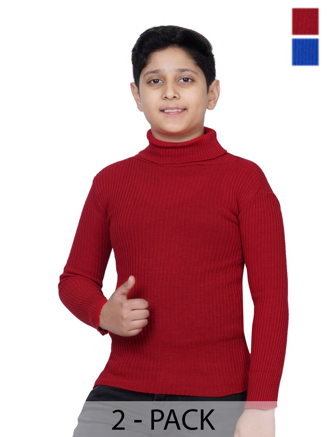 

BAESD Pack Of 2 Woollen Turtle Neck Pullover With Applique Detail Sweaters, Blue