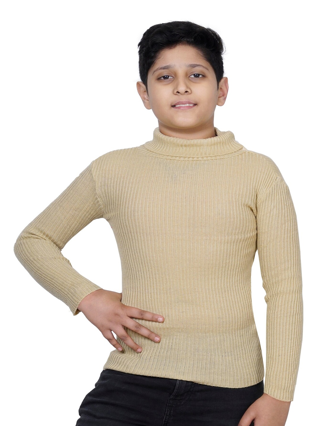 

BAESD Boys Woollen Pullover with Applique Detail, Beige