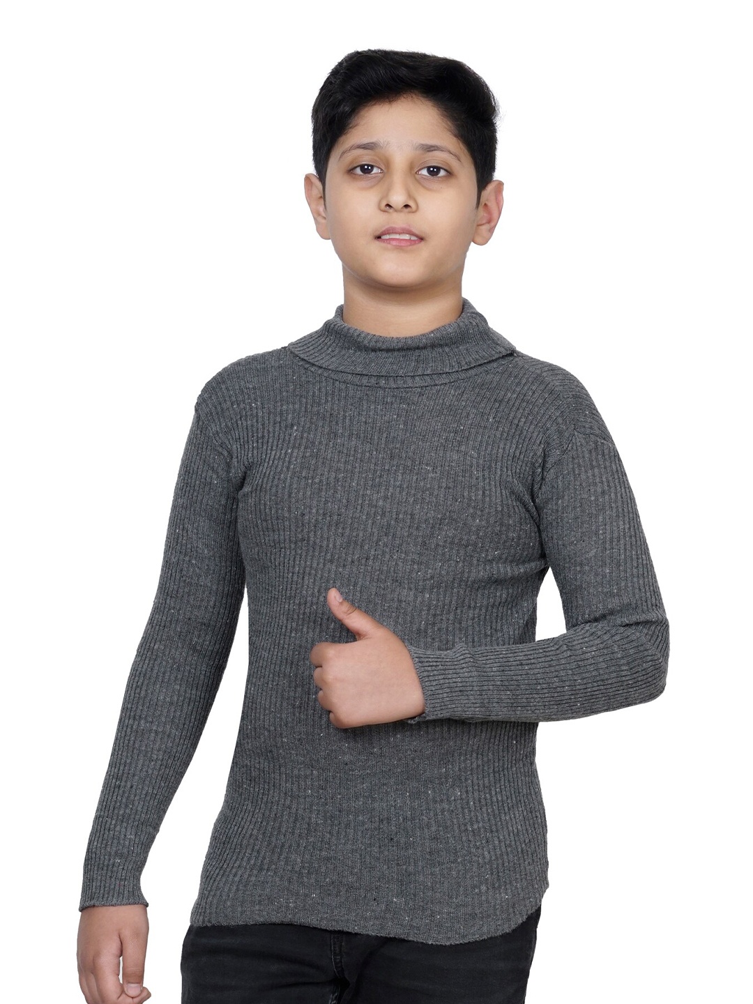 

BAESD Boys Striped Turtle neck Long Sleeves Woollen Pullover Sweater, Grey