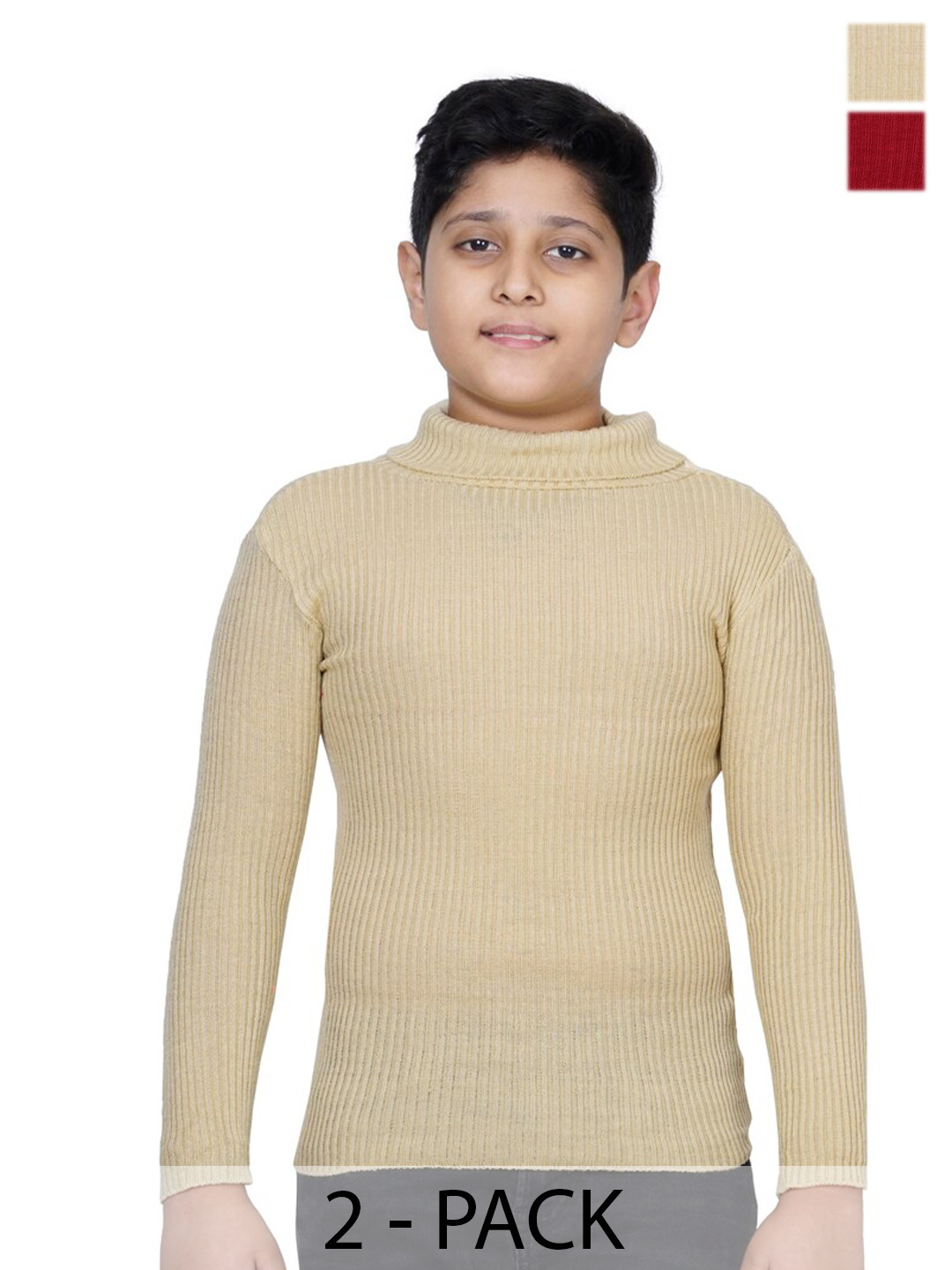 

BAESD Boys Pack of 2 Turtle Neck Woollen Pullover Sweaters, Maroon
