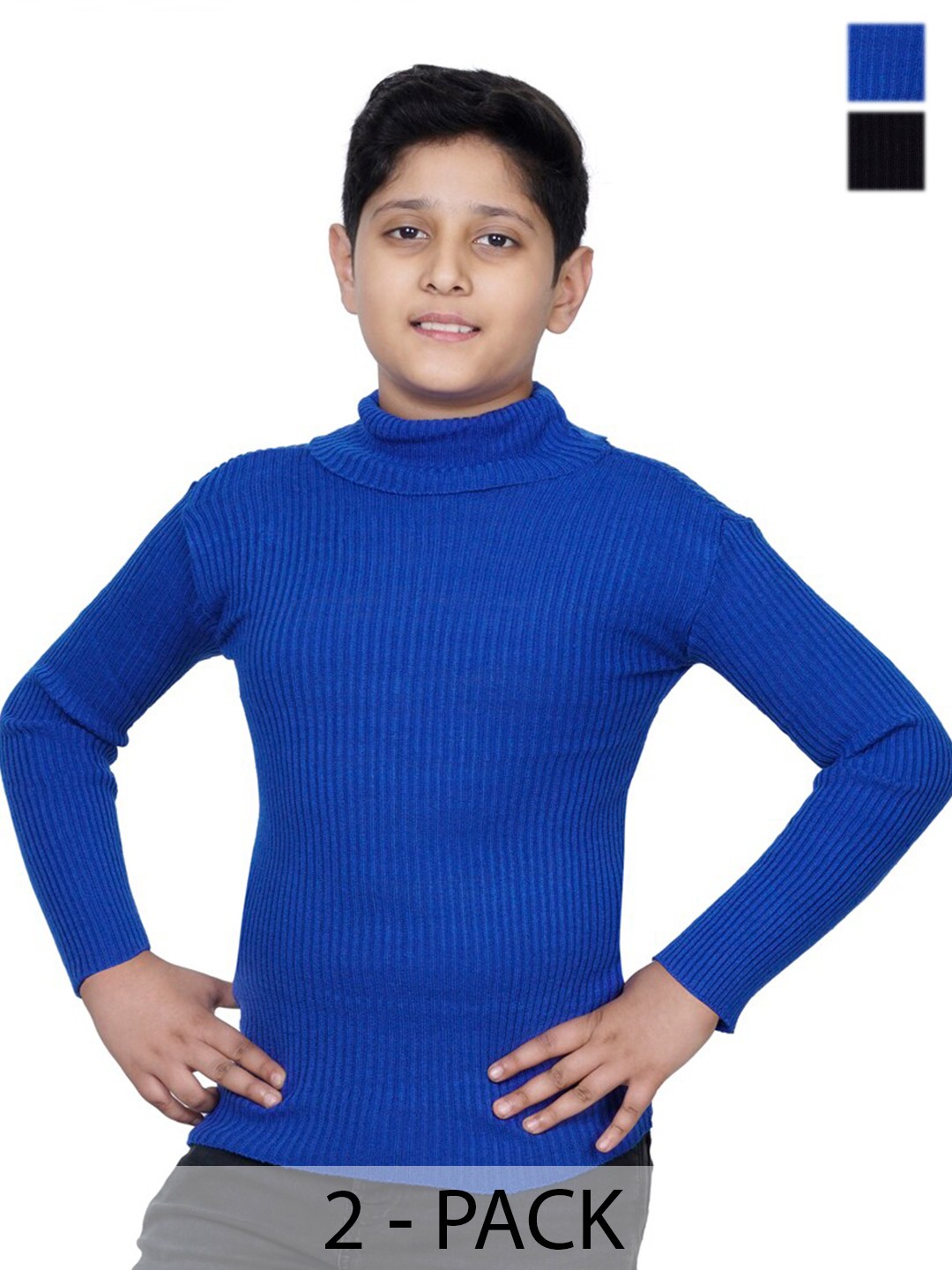 

BAESD Boys Pack of 2 Turtle Neck Woollen Pullover Sweaters, Blue
