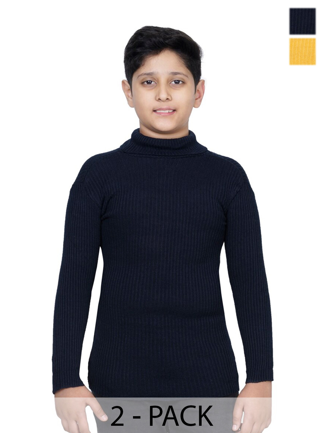 

BAESD Pack of 2 Boys Striped Turtle neck Long Sleeves Woollen Pullover Sweater, Yellow