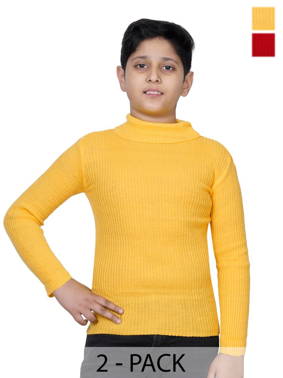 

BAESD Pack Of 2 Woollen Turtle Neck Pullover Sweaters, Yellow