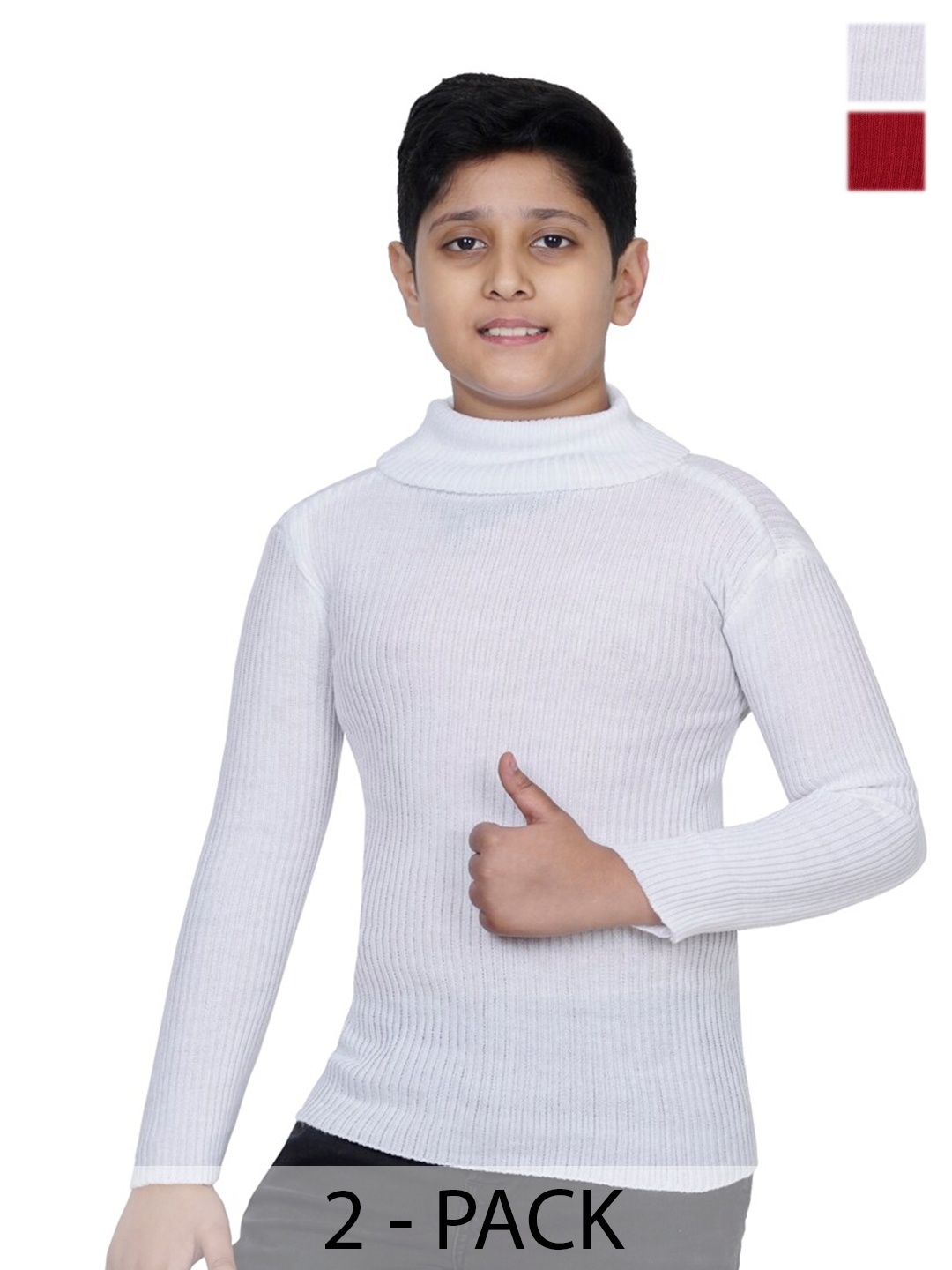 

BAESD Pack Of 2 Woollen Turtle Neck Pullover With Applique Detail Sweaters, Maroon