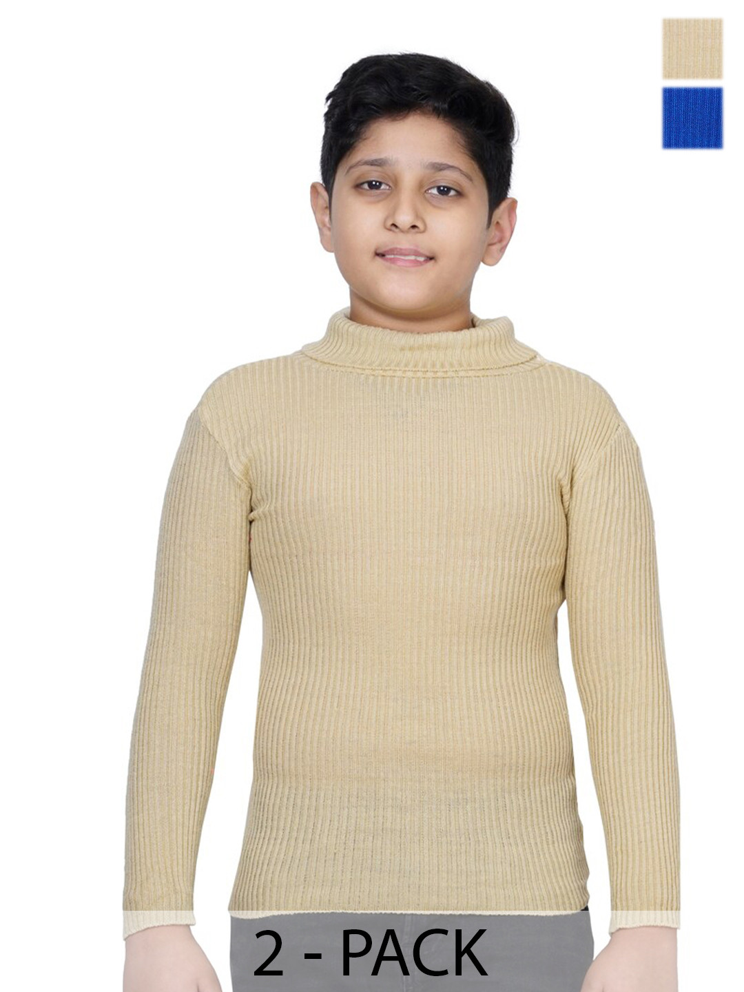 

BAESD Boys Pack of 2 Striped Turtle neck Long Sleeves Woollen Pullover Sweater, Blue