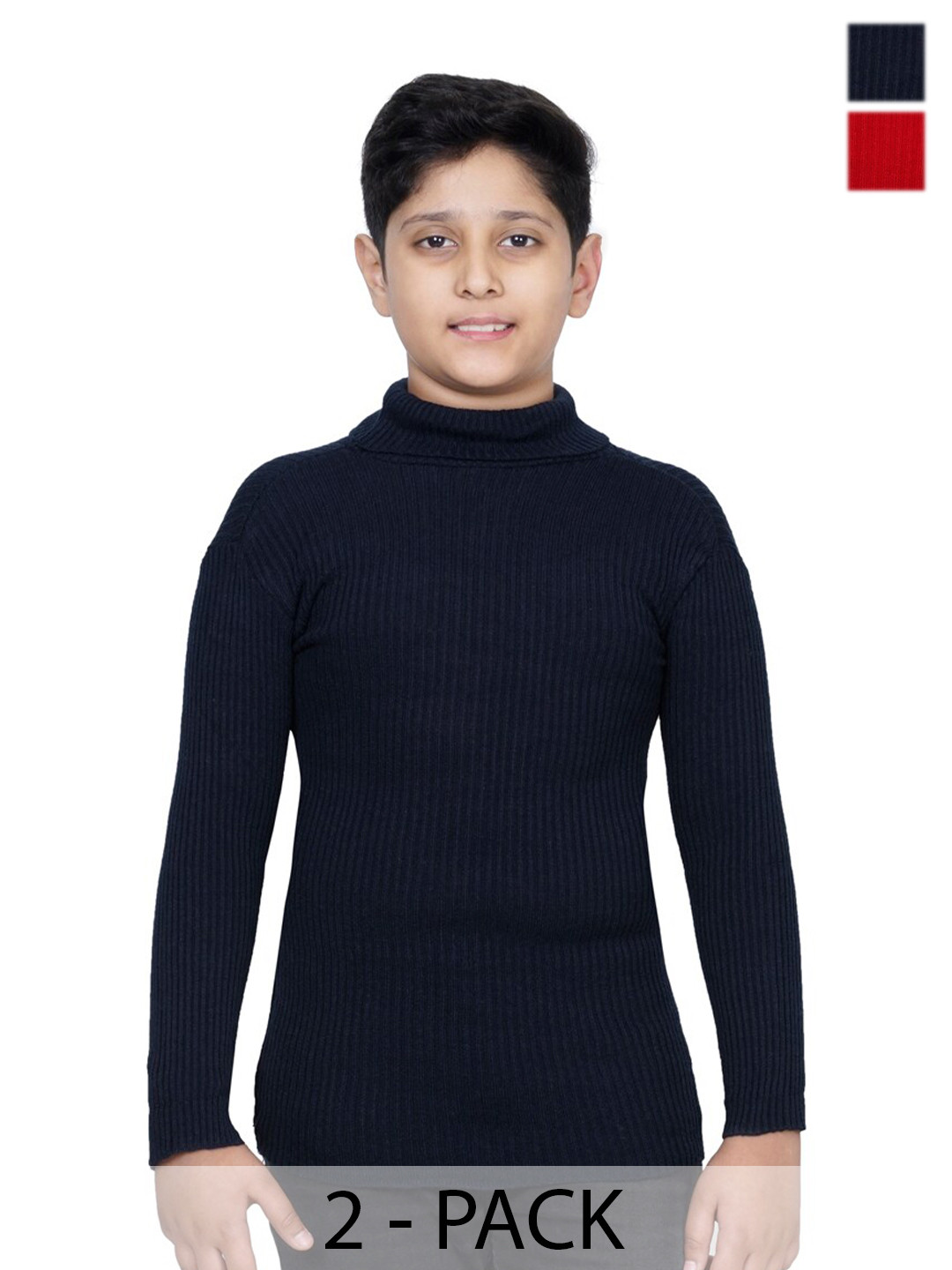 

BAESD Pack Of 2 Woollen Turtle Neck Pullover With Applique Detail Sweaters, Black